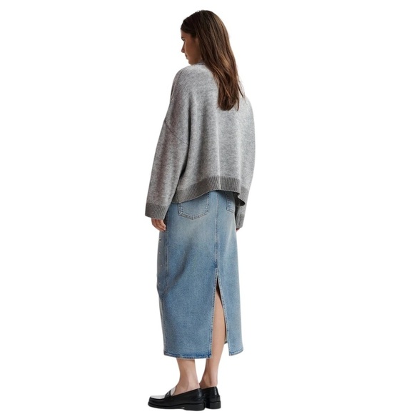 Essentiel Antwerp Blue Eyelet Denim Skirt NWT Grommet Detailing Women’s Size 8 - Picture 15 of 16